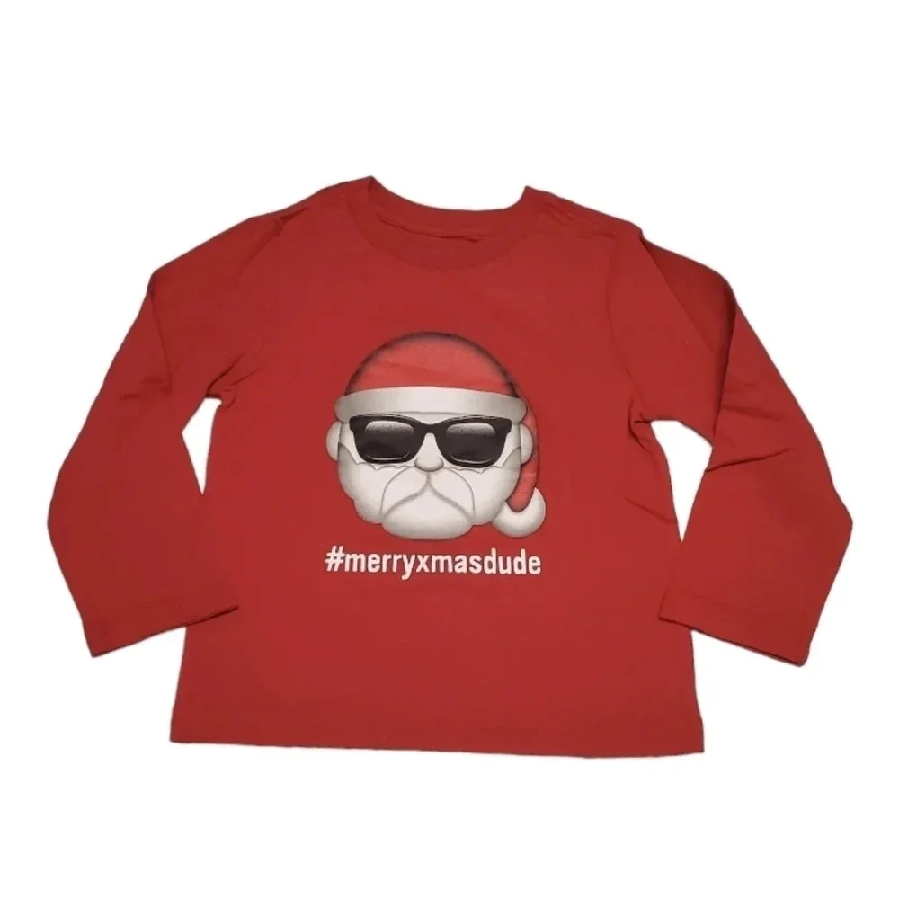 NWT The Children's Place Toddler Boy Santa Emoji Shirt Top 2T